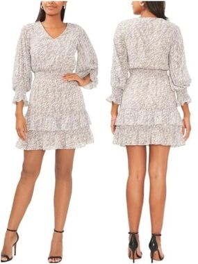 MSK Women's Neutral Smocked Mini Shift Dress 🤍🌿